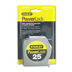 Stanley Bostitch Powerlock II Power Return Rule, 1 in x 25ft, Chrome/Yellow