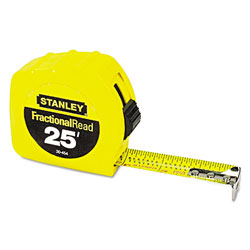 Stanley Bostitch Tape Rule, 1 in x 25ft, Steel Blade, Plastic Case, Yellow