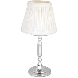 Sterno La Rue Silver Lamp with Marlowe Shade, White
