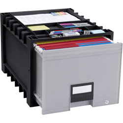 Storex Archive Drawer for Letter Files Storage Box, 18 in Depth, Black/Gray