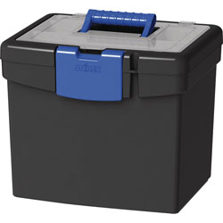Storex File Storage Box with XL Storage Lid - Black, Blue