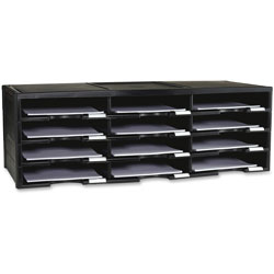 Storex Organizer, 12 Compartments, Plastic, 14.13 in x 31.4 in x 10.5 in, Black