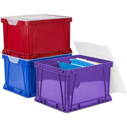 Storex Plastic Storage Cube, 14-1/4 in x 17-14 in x 10-1/2 in, 3/ST, Ast