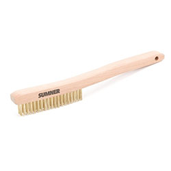 Sumner Brass Wire Scratch Brush, 13.8 in, 19 rows, Brass Bristle, Curved Wood Handle