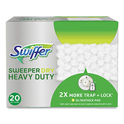 Swiffer Heavy-Duty Dry Refill Cloths, 10.3 x 7.8, White, 20/Pack, 4 Packs/Carton