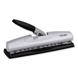 Swingline 12-Sheet LightTouch Desktop Two-to-Three-Hole Punch, 9/32 in Holes, Black/Silver