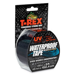 T-REX® Waterproof Tape, 3 in Core, 2 in x 5 ft, Black