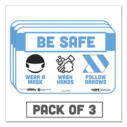 Tabbies BeSafe Messaging Education Wall Signs, 9 x 6,  inBe Safe, Wear a Mask, Wash Your Hands, Follow the Arrows in, 3/Pack