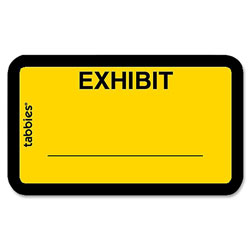Tabbies Legal Exhibit Labels, " Exhibit" 1-5/8" x 1" Yellow