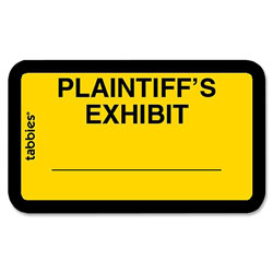 Tabbies Legal Exhibit Labels, "Plaintiff's", 1-5/8"x1", Yellow