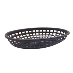 Tablecraft Plastic Oval Basket, 9 inx6 in, Black
