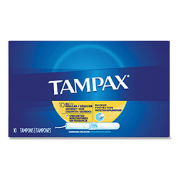 Tampax Cardboard Applicator Tampons, Regular, 10/Box