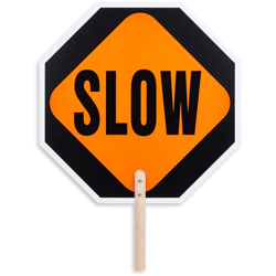Tatco STOP / SLOW 2-sided Handheld Sign - 1 / Each - STOP/SLOW Print/Message - 0.2 in x 18 in Height