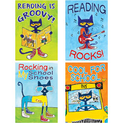 Teacher Created Resources Posters, Pete the Cat, 13-3/8 inx19 in, 4 Posters/Set, Multi