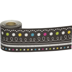 Teacher Created Resources Straight Rolled Border Trim, Chalkboard Brights, 3 in x 600 in Length, Multicolor, 1 Roll