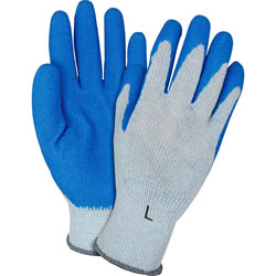 The Safety Zone Blue/Gray Coated Knit Gloves, Abrasion Protection, Latex Coating, Large