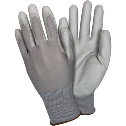 The Safety Zone Nylon Knit Gloves, PU-coated, Small, 12 Pairs/DZ, Gray