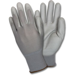 The Safety Zone Poly Coated Knit Gloves, Polyurethane Coating, Small, Nylon, Gray, Flexible, Comfortable, Breathable, Knitted, For Industrial, 12/Dozen