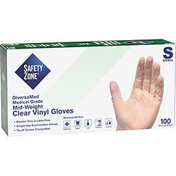 The Safety Zone Powder Free Clear Vinyl Gloves - Small Size - Unisex - Clear - Powder-free, Latex-free