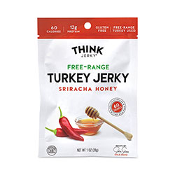Think Jerky® Sriracha Honey Turkey Jerky, 1 oz Pouch, 12/Pack