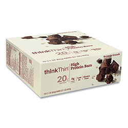 thinkThin® High Protein Bars, Brownie Crunch, 2.1 oz Bar, 10 Bars/Carton