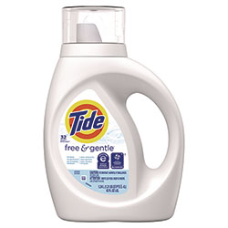 Tide Free and Gentle Laundry Detergent, 32 Loads, 42 oz Bottle, 6/Carton