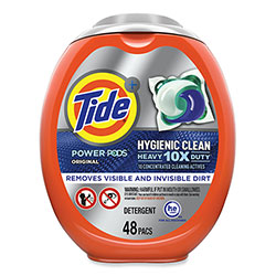 Tide Hygienic Clean Heavy 10x Duty Power Pods, Original Scent, 81 oz Tub, 48 Pods/Tub, 4 Tubs/Carton