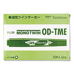 Tombow Mono Twin Bold Permanent Marker, Fine/Broad Tips, Blue, 10/Box