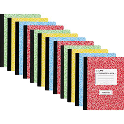 TOPS Composition Books, Wide Ruled, 7-1/2 in x 9-3/4 in, 12/CT, Assorted Marble