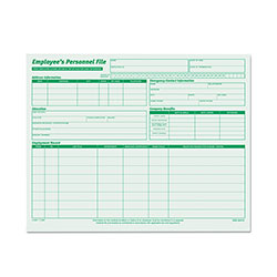 TOPS Employee's Record File Folder, Straight Tabs, Letter Size, Index Stock, Green, 20/Pack