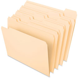 TOPS Manila File Folders, Recycled, Top Tab, 1/5 Cut, Assorted, Letter, 100/Box (ESS75215)