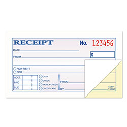 TOPS Money and Rent Receipt Books, Two-Part Carbonless, 2.75 x 4.78, 1/Page, 250 Forms