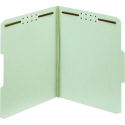 TOPS Pressboard Fastener Folders, 25pt, 1/3 Cut, Letter, 2 in Exp, 25/Box, Green
