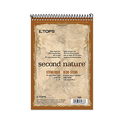 TOPS Second Nature Recycled Notepads, Gregg Rule, Brown Cover, 80 White 6 x 9 Sheets (TOP74688)