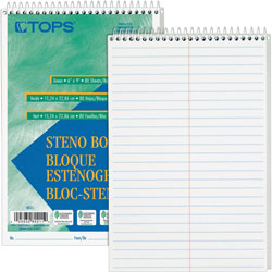 TOPS Steno Book, Gregg Rule, 80 Sheets, 6"x9", 12/Pack, White