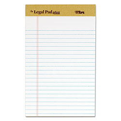 TOPS  inThe Legal Pad in Plus Ruled Perforated Pads with 40 pt. Back, Narrow Rule, 50 White 5 x 8 Sheets, Dozen