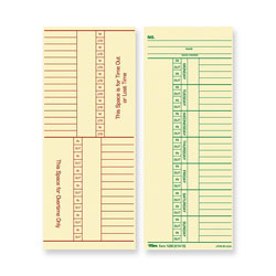 TOPS Time Cards, Named Days, 100/Pack, 3 3/8"x8 1/4"