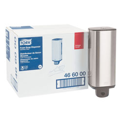 Tork Foam Skincare Manual Dispenser, 1 L Bottle; 33 oz Bottle, 4.25 x 4.25 x 11.38, Stainless Steel