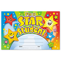 Trend Enterprises Recognition Awards, I'm a Star Student, 8.5w by 5.5h, 30/Pack