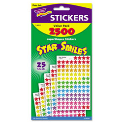 Trend Enterprises Sticker Assortment Pack, Smiling Star, 2500 per Pack