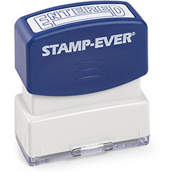 Trodat Pre-inked ENTERED Stamp, 1.69 in x 0.56 in, 50000 Impressions, Blue