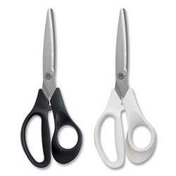 TRU RED™ Stainless Steel Scissors, 8 in Long, 3.58 in Cut Length, Assorted Straight Handles, 2/Pack