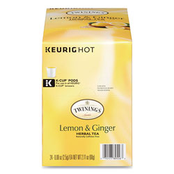 Twinings Tea K-Cups, Lemon Ginger, 0.11 oz K-Cups, 24/Box