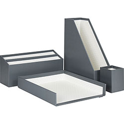 U Brands 4 Piece Desk Organization Kit, Gray & Dots - Desktop - Sturdy, Lightweight - Gray