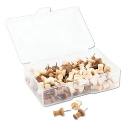 U Brands Fashion Push Pins, Wood, Assorted, 3/8 in, 100/Pack
