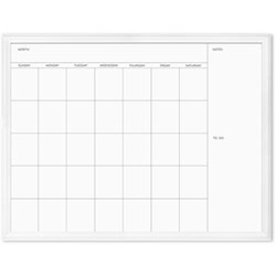 U Brands Magnetic Dry Erase Calendar - 30 in (2.5 ft) Width x 40 in (3.3 ft) Height - White Painted Steel Surface - White Wood Frame