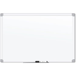 U Brands White Aluminum Framed Magnetic Porcelain Steel Board, 72 in X 47 in