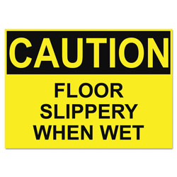 U.S. Stamp & Sign OSHA Safety Signs, CAUTION SLIPPERY WHEN WET, Yellow/Black, 10 x 14