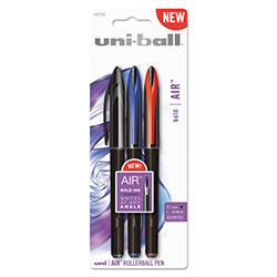 Uni-Ball Air Rollerball Pen, .7 mm, Assorted Ink, 3/Pack