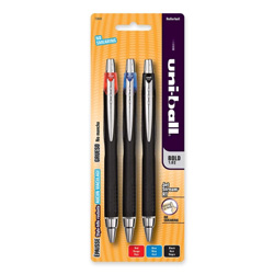 Uni-Ball Ballpoint Pen, Gel, 1.0mm, Blue Barrel, Black/BE/RD Ink